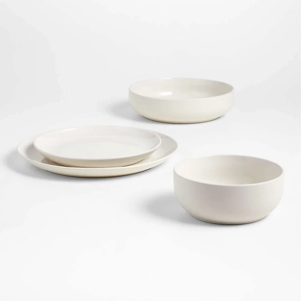 Crate & Barrel Hudson Natural Stoneware, 5 Piece Set, 2 Dinner & 3 Salad Plates